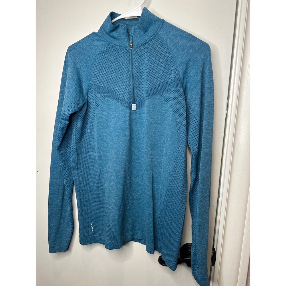 Champion Gear Vapor Womens Quarter Zip Pullover Heather Blue Mesh Athletic Top M
